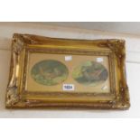 Archibald Thorburn: an ornate gilt framed reproduction double image coloured print, depicting