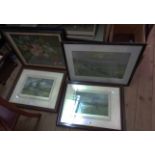Lionel Edwards: three framed coloured hunting prints - two signed - sold with a large coloured