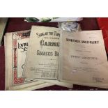 A bag containing a large quantity of old sheet music and a small quantity of stamps