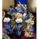 A small quantity of ceramic items including Jema Pottery Holland lustre decorated fish model, pair