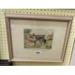 Marcel Jacque: a framed pencil signed coloured etching, depicting a named house in France -