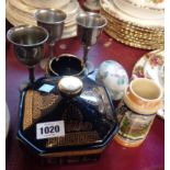 A small quantity of ceramic and other collectable items including silver plated goblets, etc.