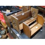 Three early 20th Century oak book troughs