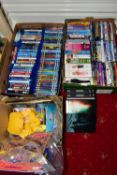 FOUR BOXES OF PROGRAMMES, DVDS ETC, to include various programmes from Wimbledon, American football,