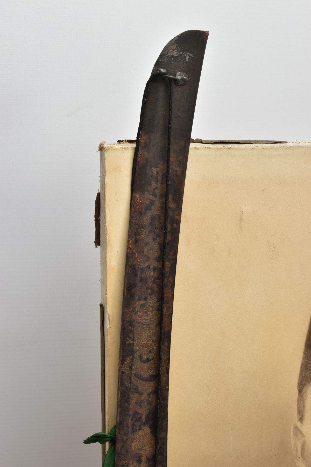 BOX OF MILITARY ITEMS TO INCLUDE, large Union Jack flag, with rope attachments, large black and - Image 3 of 19