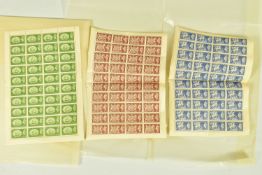 GB KGVI 1951 festival high values 2/6, 10s and £1 all in complete Sheets. rare thus.