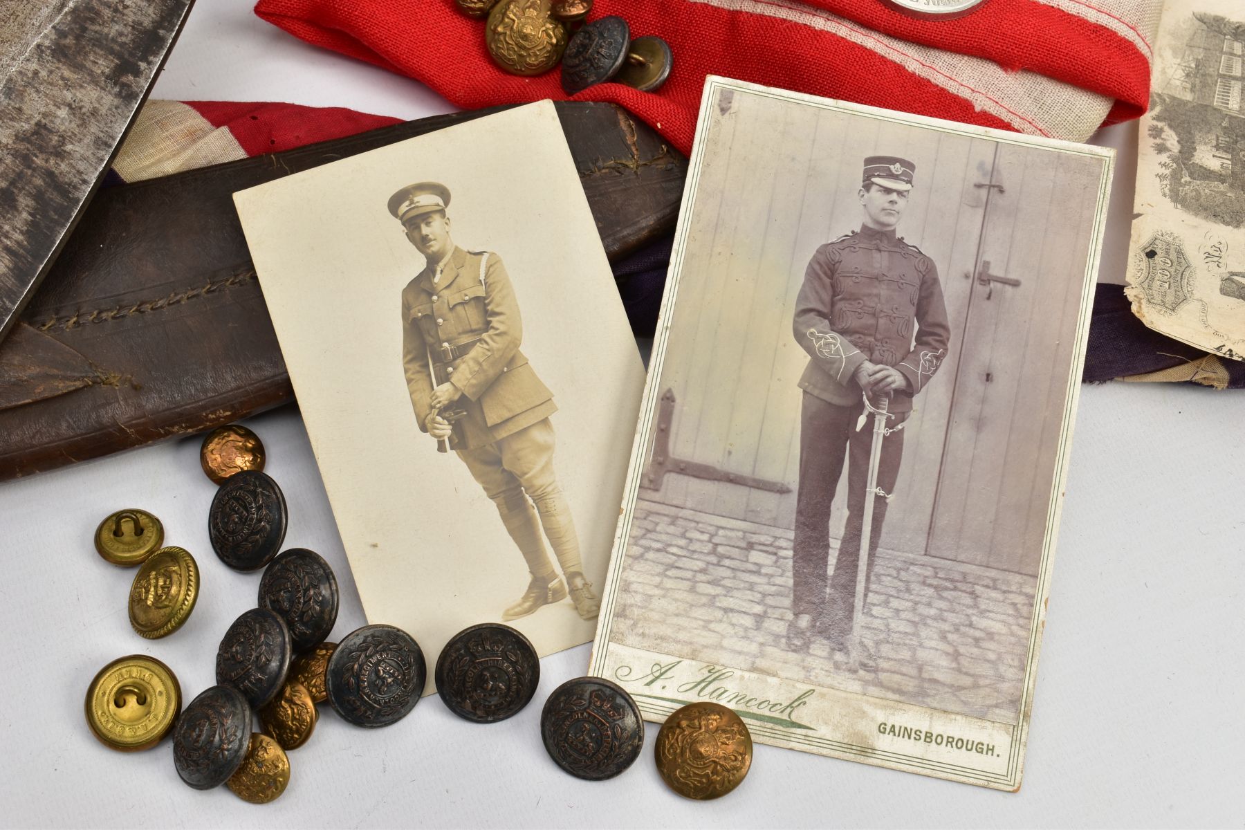 BOX OF MILITARY ITEMS TO INCLUDE, large Union Jack flag, with rope attachments, large black and - Image 8 of 19