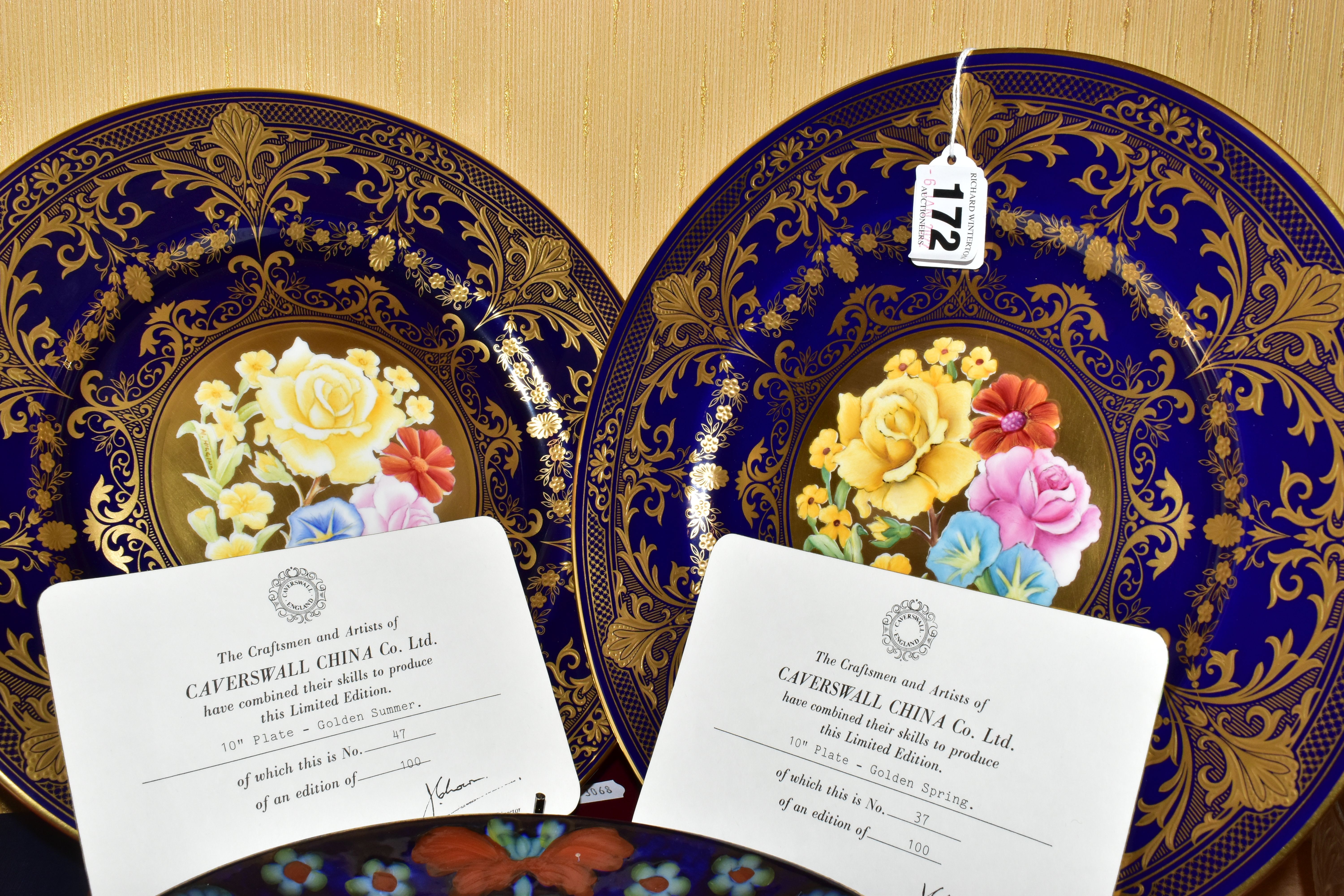 TWO BOXED LIMITED EDITION CAVERSWALL CHINA CO LTD CABINET PLATES, Golden Spring no 37/100, signed to - Image 4 of 7