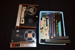 A MARCONIPHONE AND A FIDELITY REEL TO REEL PLAYER, various used blank spools and various classical