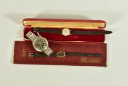 A GENTS 'BULOVA AMBASSADOR' AUTOMATIC WRITSWATCH TOGETHER WITH TWO 9CT WRISTWATCHES, the Bulova with