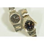 TWO SEIKO WRISTWATCHES, the first a Seiko perpetual calendar watch, dark blue dial with gold