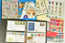 COLLECTION OF STAMPS, in three albums and a folder with a few GB fdcs and a small amount of face