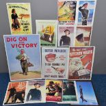 NINE REPRODUCTION WALL POSTERS WITH WORLD WAR TWO INTEREST, to include larger and smaller