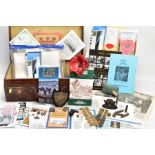 MEDIUM SUITCASE IN LEATHER, containing a large number of booklets, pamphlets, photos maps etc in