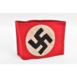 A NAZI THIRD REICH NSDAP ARMBAND, nicely stitched to top and bottom as too the circular Swastika,