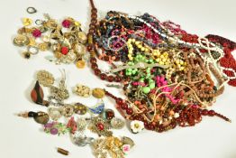 A BAG OF ASSORTED COSTUME JEWELLERY, to include a lady's 'Rotary' wristwatch fitted with an