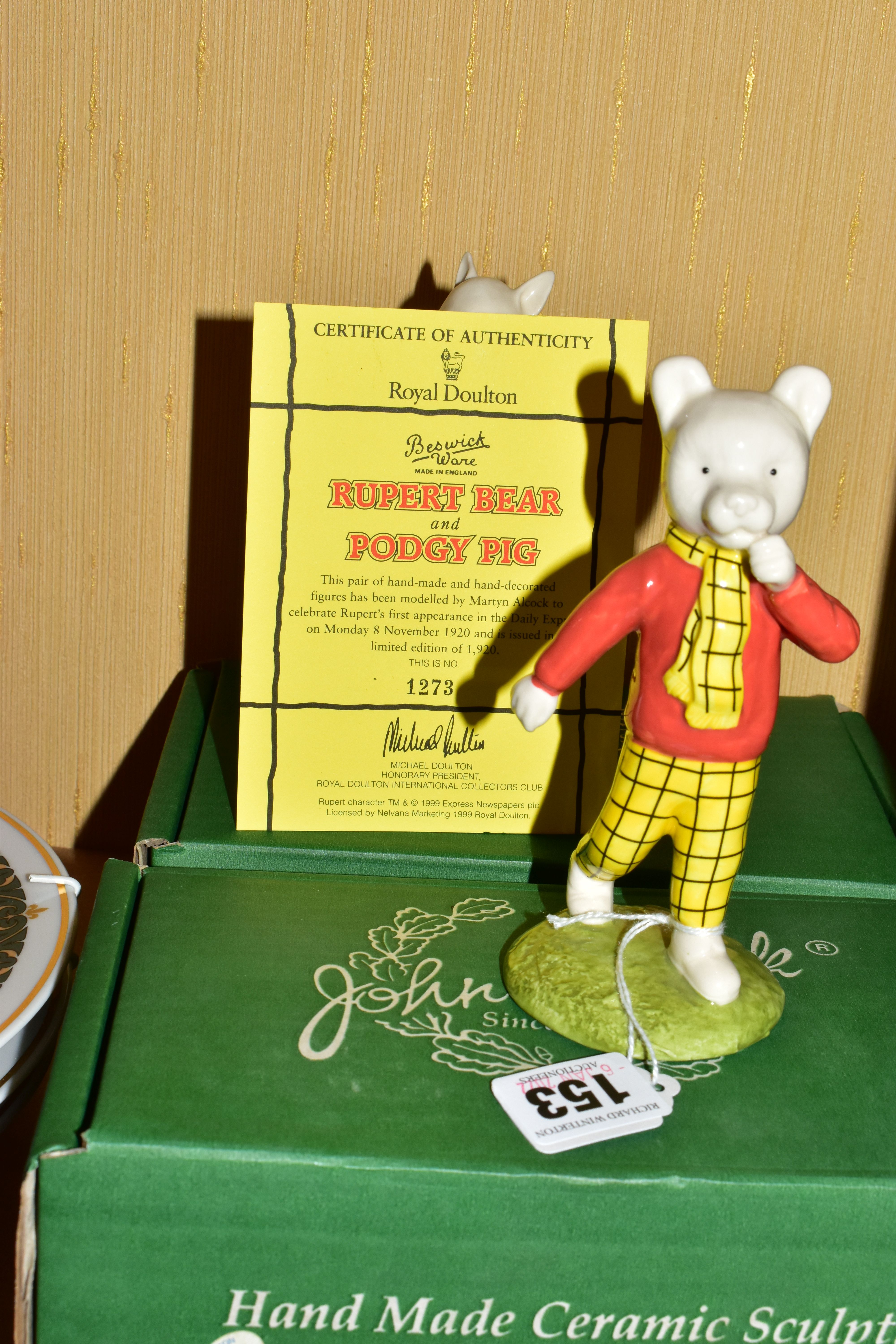 A PAIR OF BOXED ROYAL DOULTON BESWICK LIMITED EDITION RUPERT THE BEAR FIGURES, celebrating Ruperts - Image 2 of 5