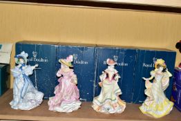 FOUR ROYAL DOULTON FIGURES FROM THE FLOWERS OF LOVE SERIES, comprising 'Forget-Me-Nots' HN3700, '