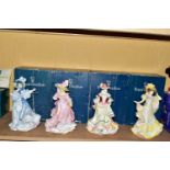 FOUR ROYAL DOULTON FIGURES FROM THE FLOWERS OF LOVE SERIES, comprising 'Forget-Me-Nots' HN3700, '