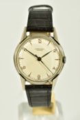 A MECHANICAL LONGINES WRISTWATCH, silvered dial signed 'Longines fab Suisse', rose coloured baton