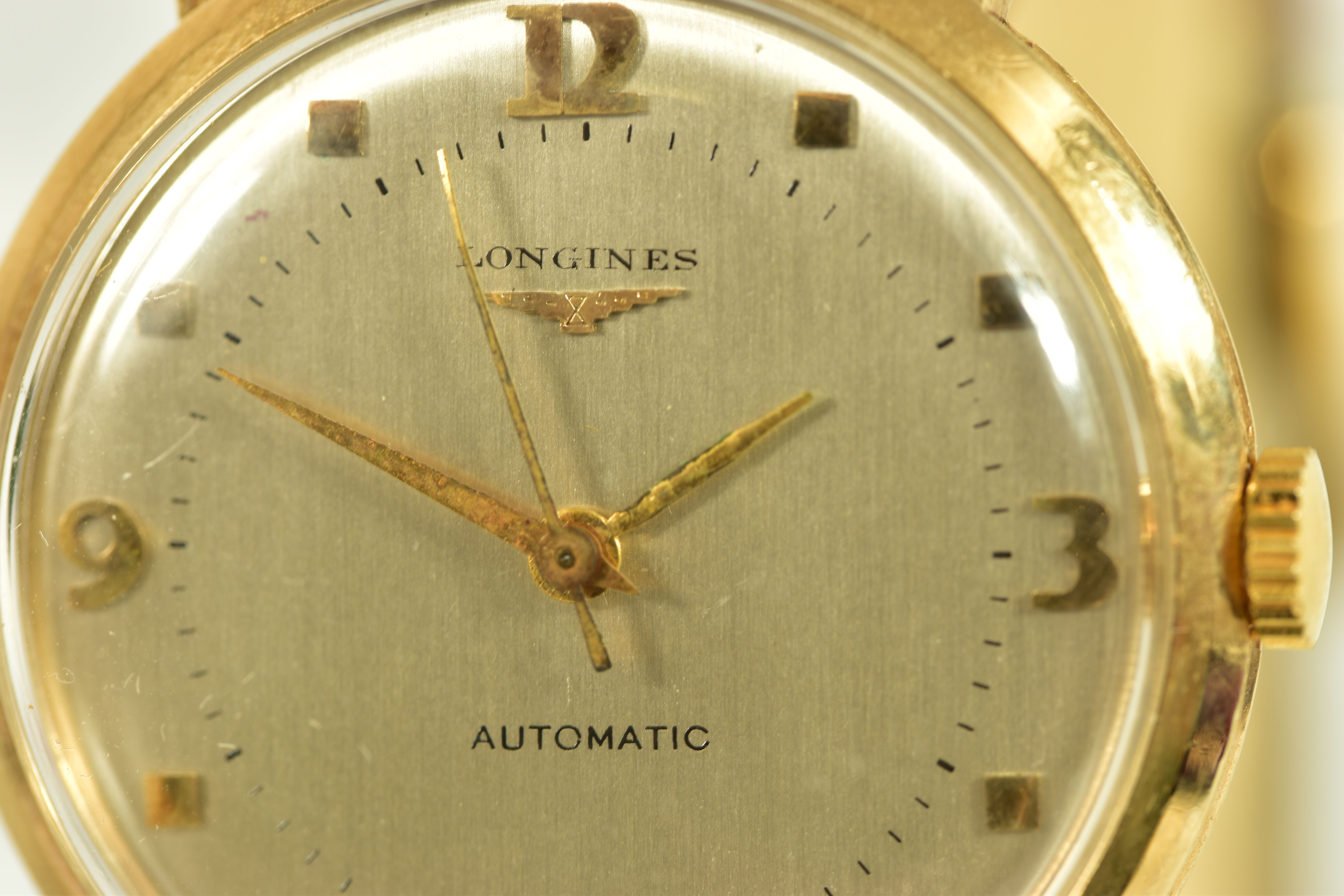 A 14CT LONGINES AUTOMATIC WRISTWATCH, silvered dial with Arabic numeral and dot markers, approximate - Image 2 of 6