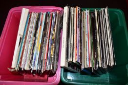 TWO TRAYS CONTAINING OVER ONE HUNDRED LPs, 12in SINGLES AND PICTURE DISCS including Iron Maiden,
