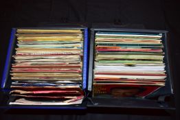 TWO CASES CONTAINING APPROX NINETY 7in SINGLES including Buddy Holly, Glenn Miller, Frank Sinatra,