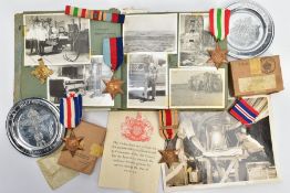 AIRMANS ARCHIVE OF WORLD WAR TWO MEDALS, PHOTO ALBUM, etc to include boxed 1939-45, Africa(North