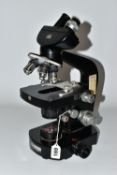 A WILD HEERBRUGG, SWITZERLAND BINOCULAR MICROSCOPE, M20-68108, height 37cm (Condition report: some