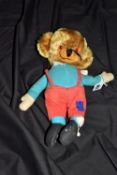 A MERRYTHOUGHT MR. TWISTY CHEEKY BEAR, c.1966-1968, gold mohair head with velvet muzzle, black