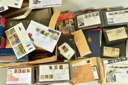 LARGE BOX WITH COLLECTION OF STAMPS AND COVERS, mainly GB FDCs from late 1960s to 1990s but we