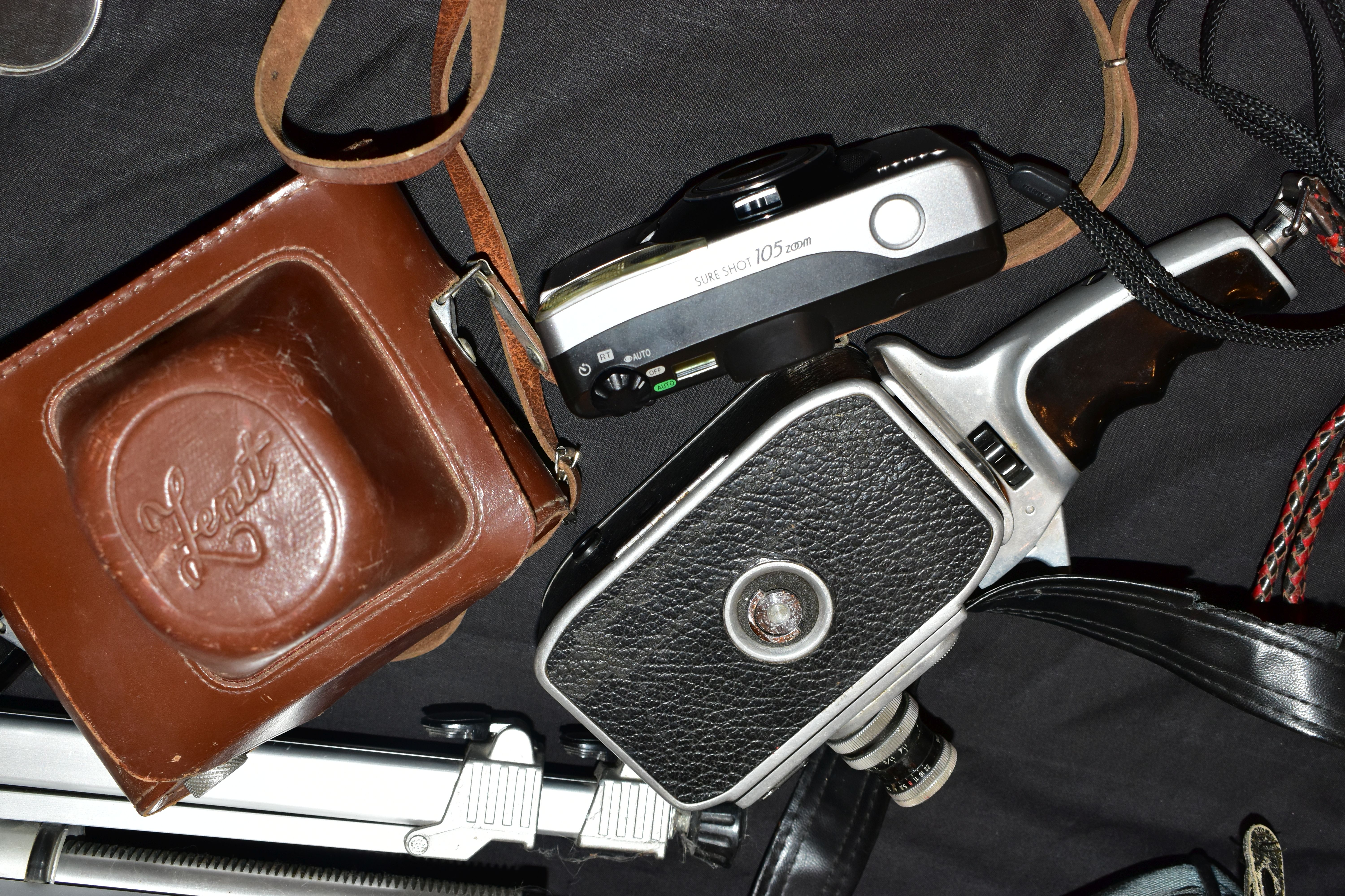 A TRAY CONTAINING CAMERA EQUIPMENT including a Zenit 3M fitted with a Helios 44 58mm f2 lens with - Image 7 of 8