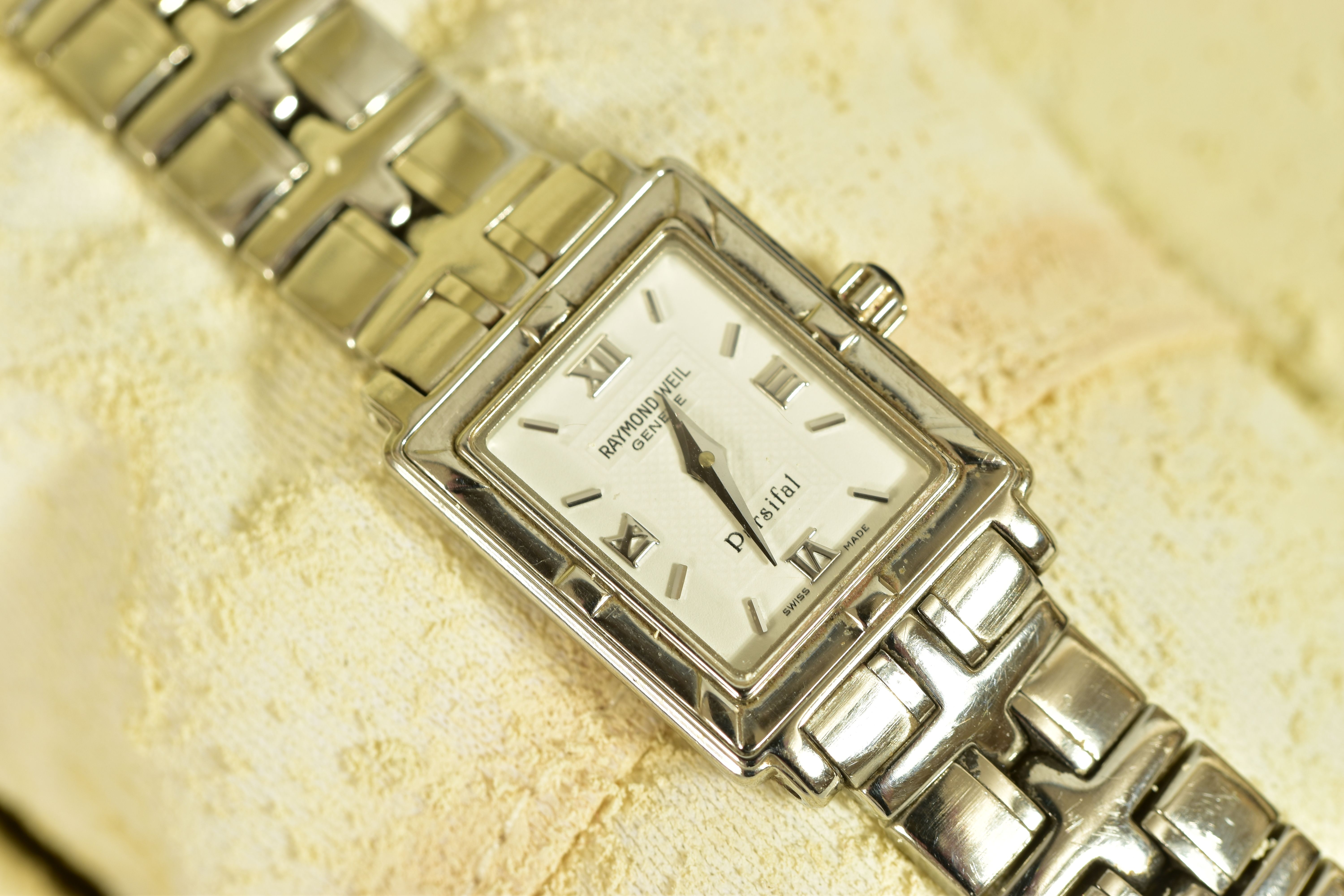 A LADIES RAYMOND WEIL PARSIFAL WRISTWATCH AND TWO OTHERS, baton and roman numeral markers on an - Image 2 of 4