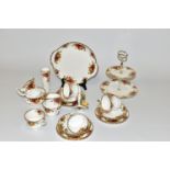 A ROYAL ALBERT OLD COUNTRY ROSES TEASET, ETC, comprising a two tier cake stand, a cake/sandwich