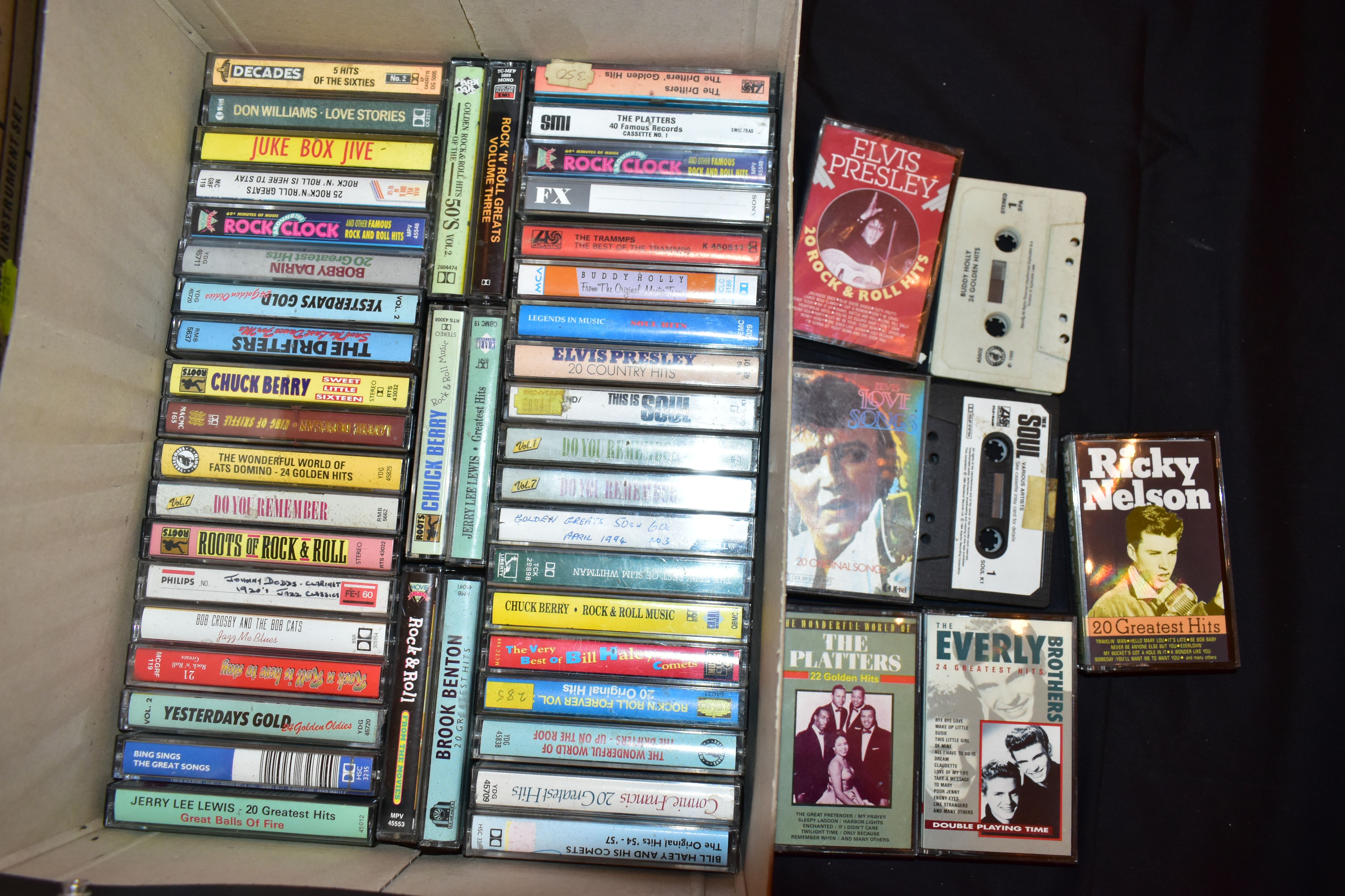 TWO TRAYS CONTAINING 78s, SINGLES, CDs, AND CASSETTE TAPES mostly from the 1950s and 60s including - Image 2 of 5