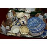 THREE BOXES AND LOOSE CERAMICS, GLASS, AND MISCELANEOUS ITEMS, including three Royal Worcester