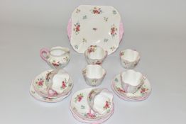 A SHELLEY CHINA PART TEASET, Dainty shape, pattern no13425, decorated with floral sprays and with