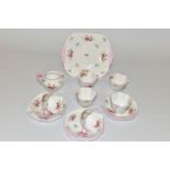 A SHELLEY CHINA PART TEASET, Dainty shape, pattern no13425, decorated with floral sprays and with