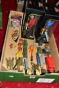 A QUANTITY OF UNBOXED AND ASSORTED PLAYWORN DIECAST VEHICLES, to include two Chad Valley Wee-Kin