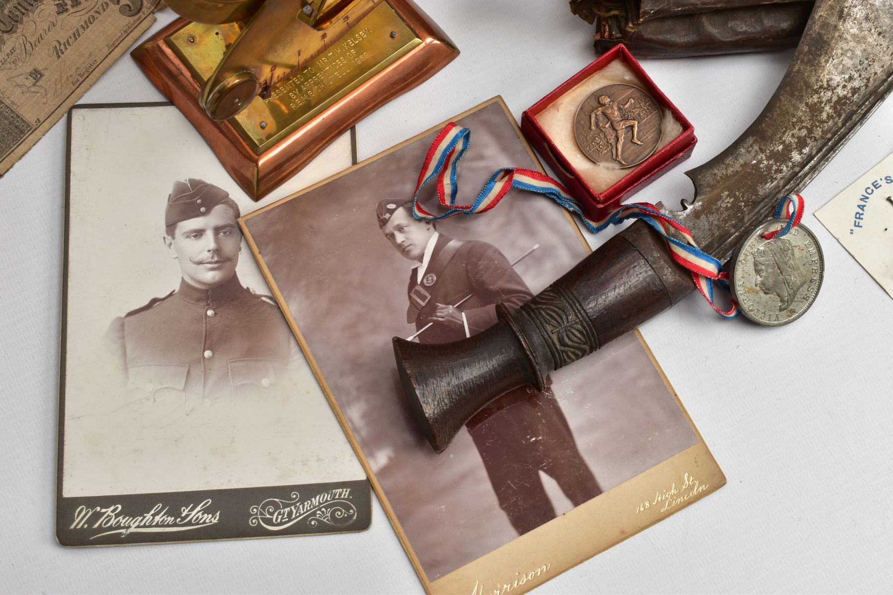 BOX OF MILITARY ITEMS TO INCLUDE, large Union Jack flag, with rope attachments, large black and - Image 9 of 19