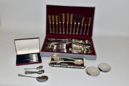 A CANTEEN OF STAINLESS STEEL CUTLERY, Kings pattern handles, for six place setting, together with