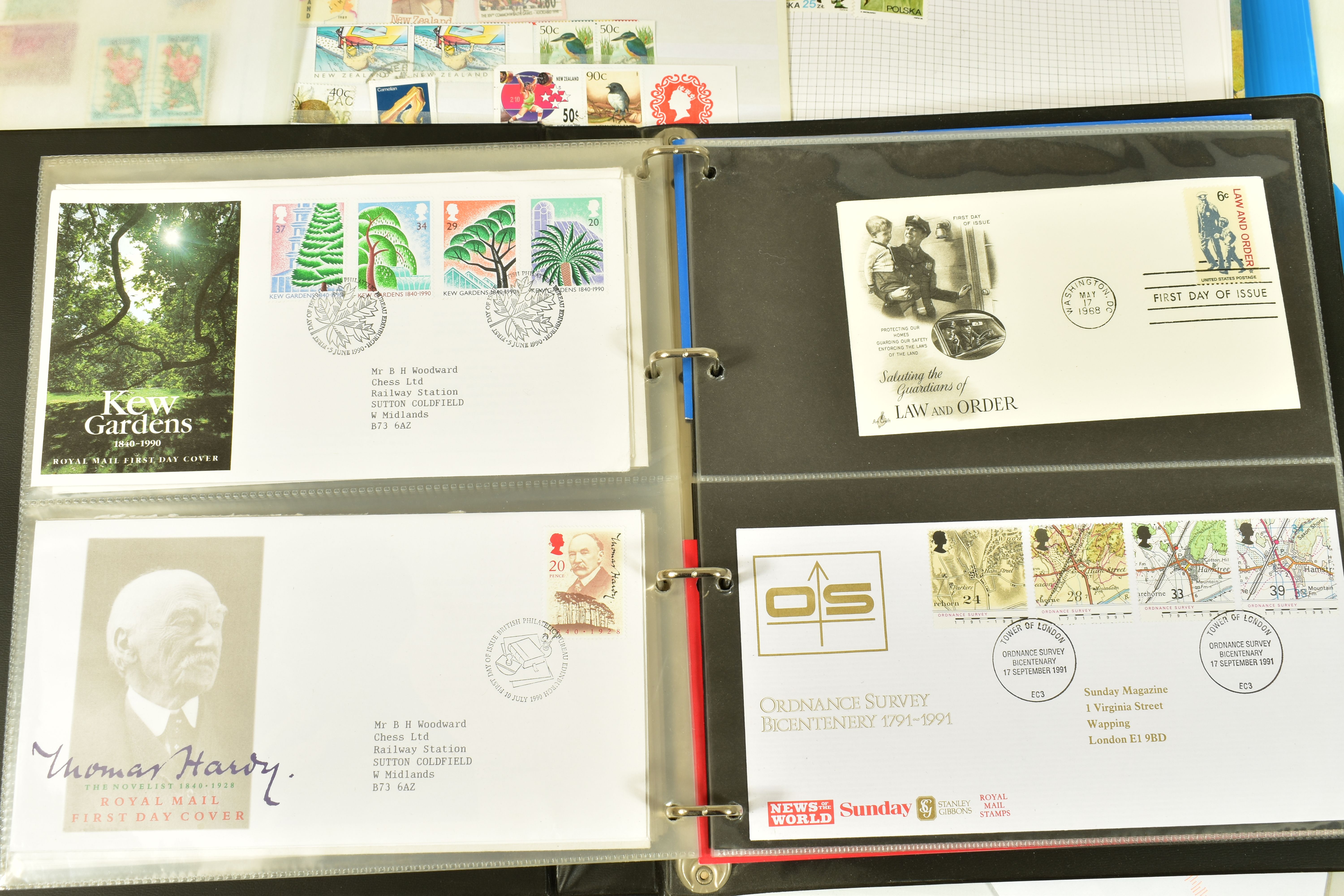 COLLECTION OF STAMPS, in three albums and a folder with a few GB fdcs and a small amount of face - Image 4 of 4