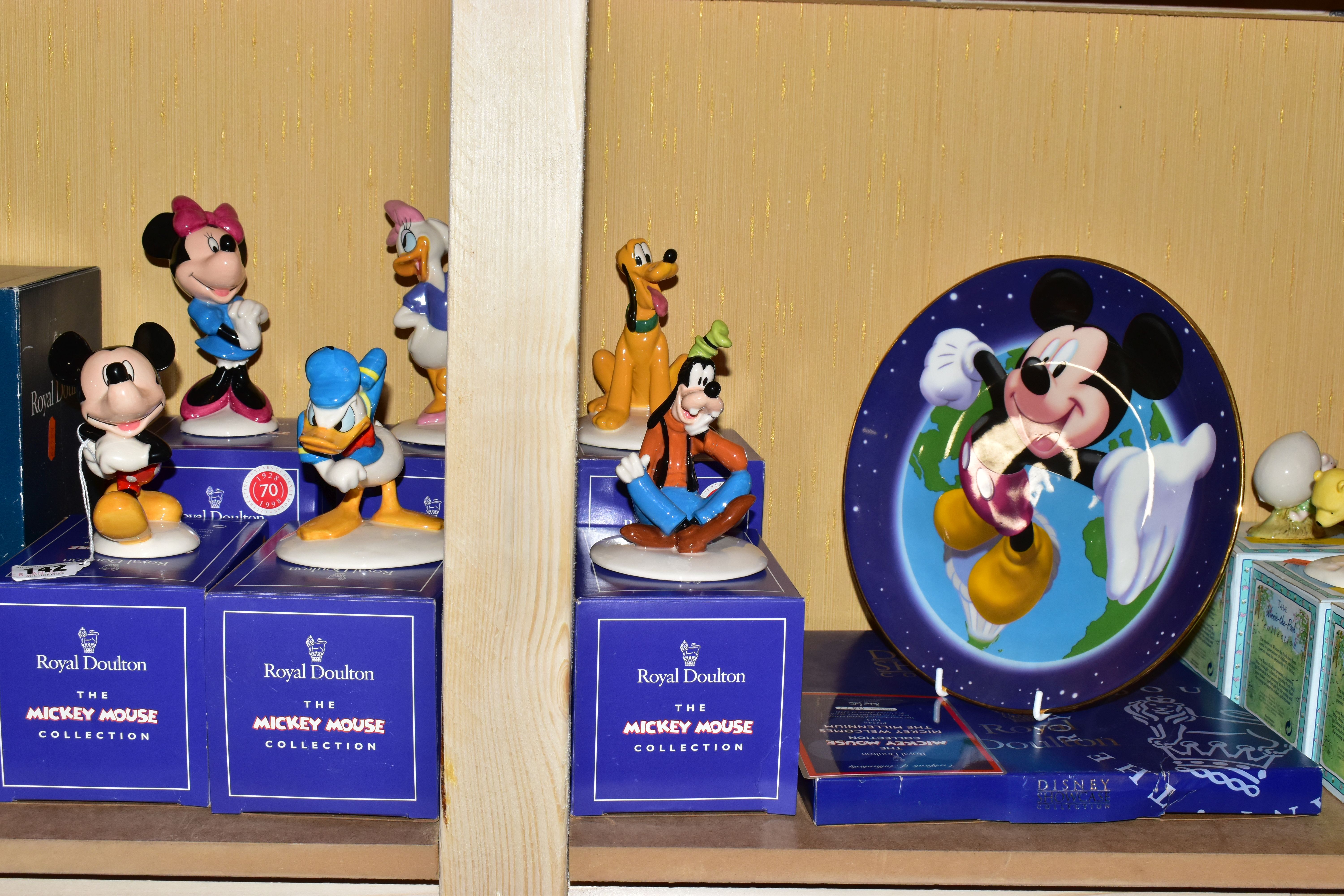 SIX BOXED ROYAL DOULTON FIGURES FROM THE MICKEY MOUSE COLLECTION 70TH ANNIVERSARY, comprising Mickey