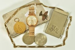 A SELECTION OF ITEMS, to include two Churchill 1965 Elizabeth II coins, a British War medal 1914-