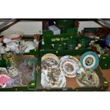 FIVE BOXES CERAMICS, GLASS AND SUNDRY ITEMS ETC, to include Wedgwood collectors plates - Life on the