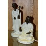 TWO MINTON CERAMIC AND BRONZE FIGURINES, The Sage MS25 height 17cm and Geisha MS26 height 25.5cm,