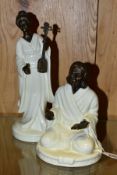 TWO MINTON CERAMIC AND BRONZE FIGURINES, The Sage MS25 height 17cm and Geisha MS26 height 25.5cm,