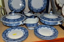 A TWENTY ONE PIECE FORD AND SONS KEW PATTERN PART DINNER SERVICE, an early twentieth century blue