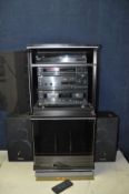 A TECHNICS SU-X830 stereo system with integrated amplifier and double cassette player, a pair of