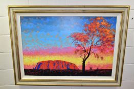 ROLF HARRIS (AUSTRALIAN 1930) 'ULURU SURPRISE SUNSET SHOWER', limited edition print of an Australian